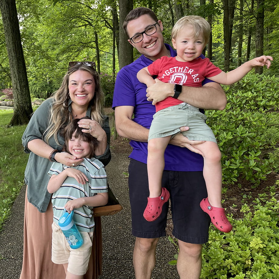 Reece Halter with his parents, Natalie and Josh, and his younger brother Julian. 