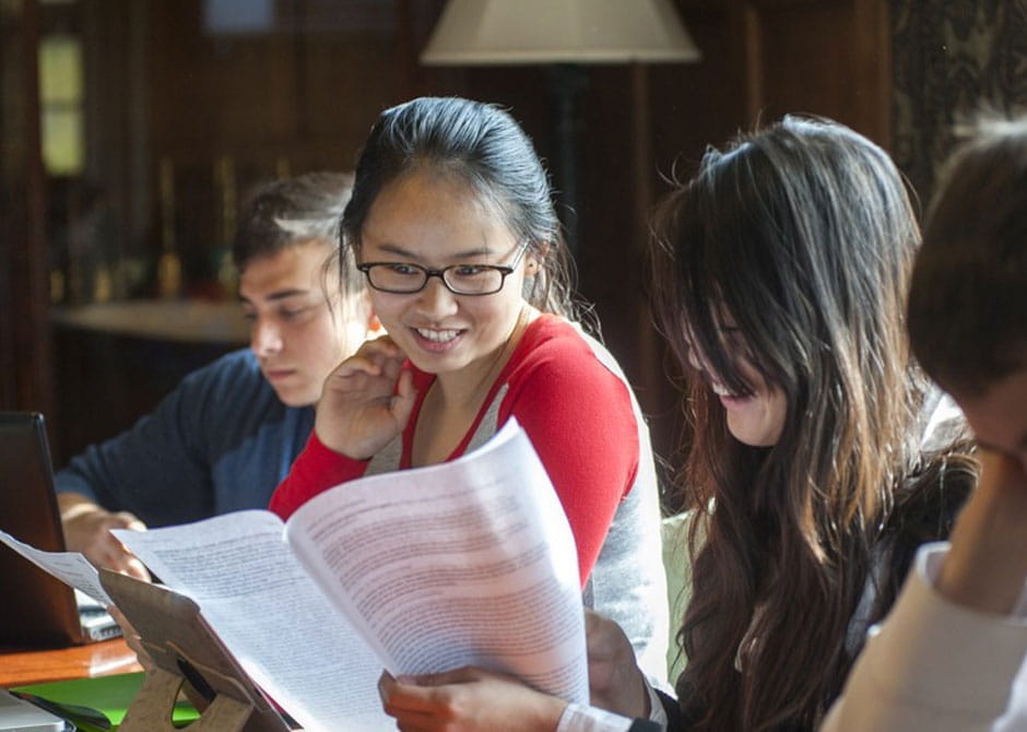 students at class   doing group work