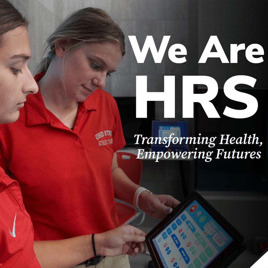 Cover photo for the HRS Impact report. The cover features two students looking at a tablet with text "We Are HRS Transforming health, empowering futures"