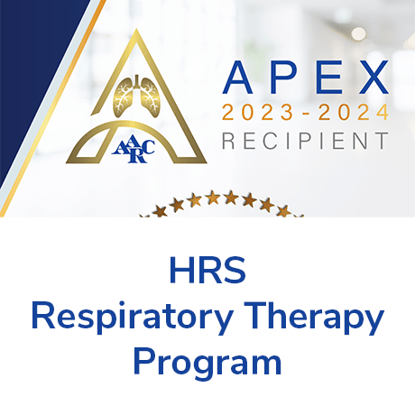 APEX Logo with text "2023-2024 Recipient HRS Respiratory Therapy Program"