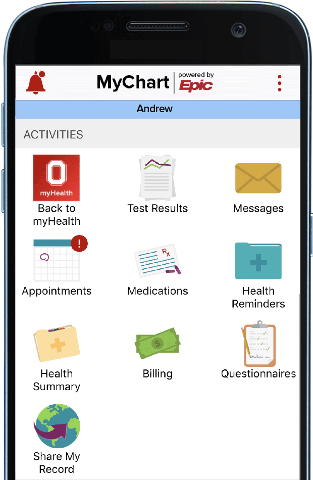 MyChart app screenshot